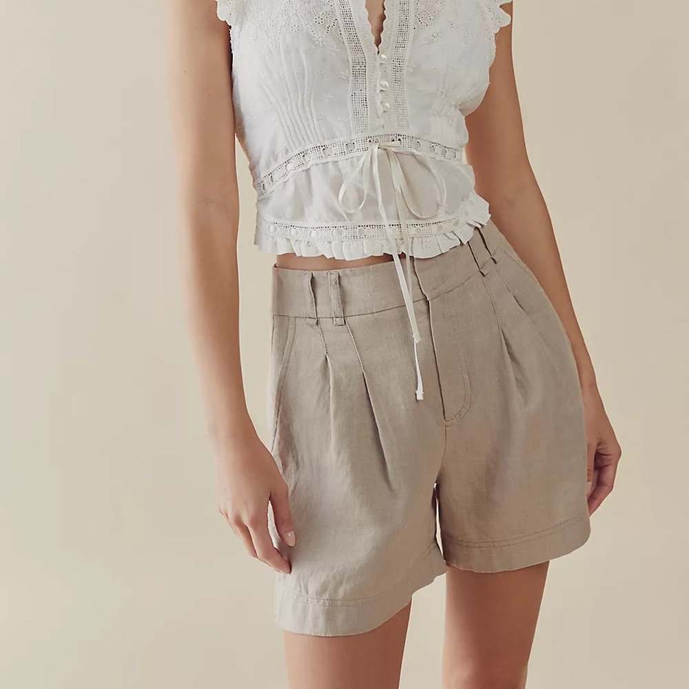 Free People Chelsea 100% Linen Shorts 4